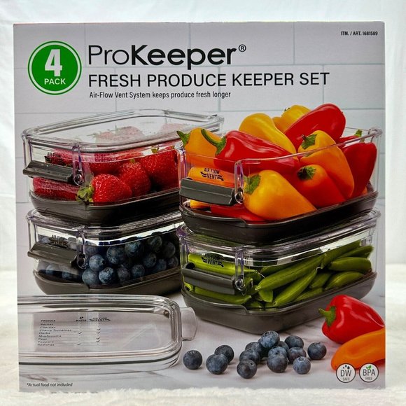ProKeeper Kitchen Prokeeper Fresh Produce Keeper Set 4 Pack Airflow